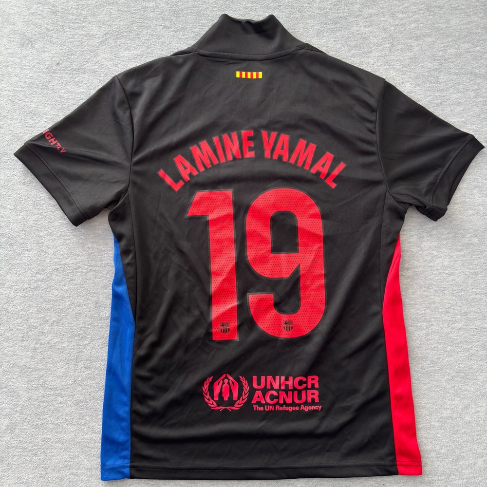 RS FC Barcelona Lamine Yamal 19 Soccer Jersey Black Red Blue Mens Small
